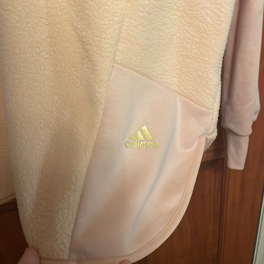 🩷💛🧡Adidas Halo Blush Cream Teddy Pullover Hoodie Jacket NWT Size 3X 🩷💛🧡